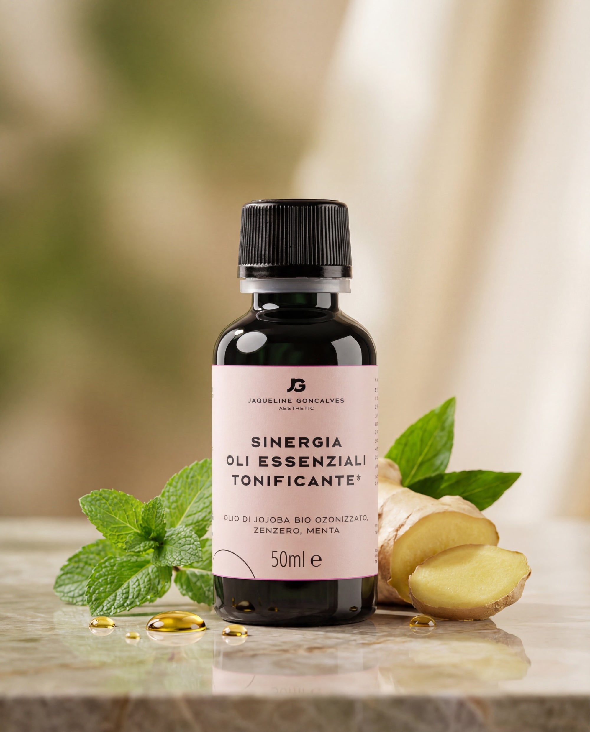 Sinergia Tonificante di Oli Essenziali – Jojoba Bio Ozonizzato, Zenzero e Menta | 50 ml