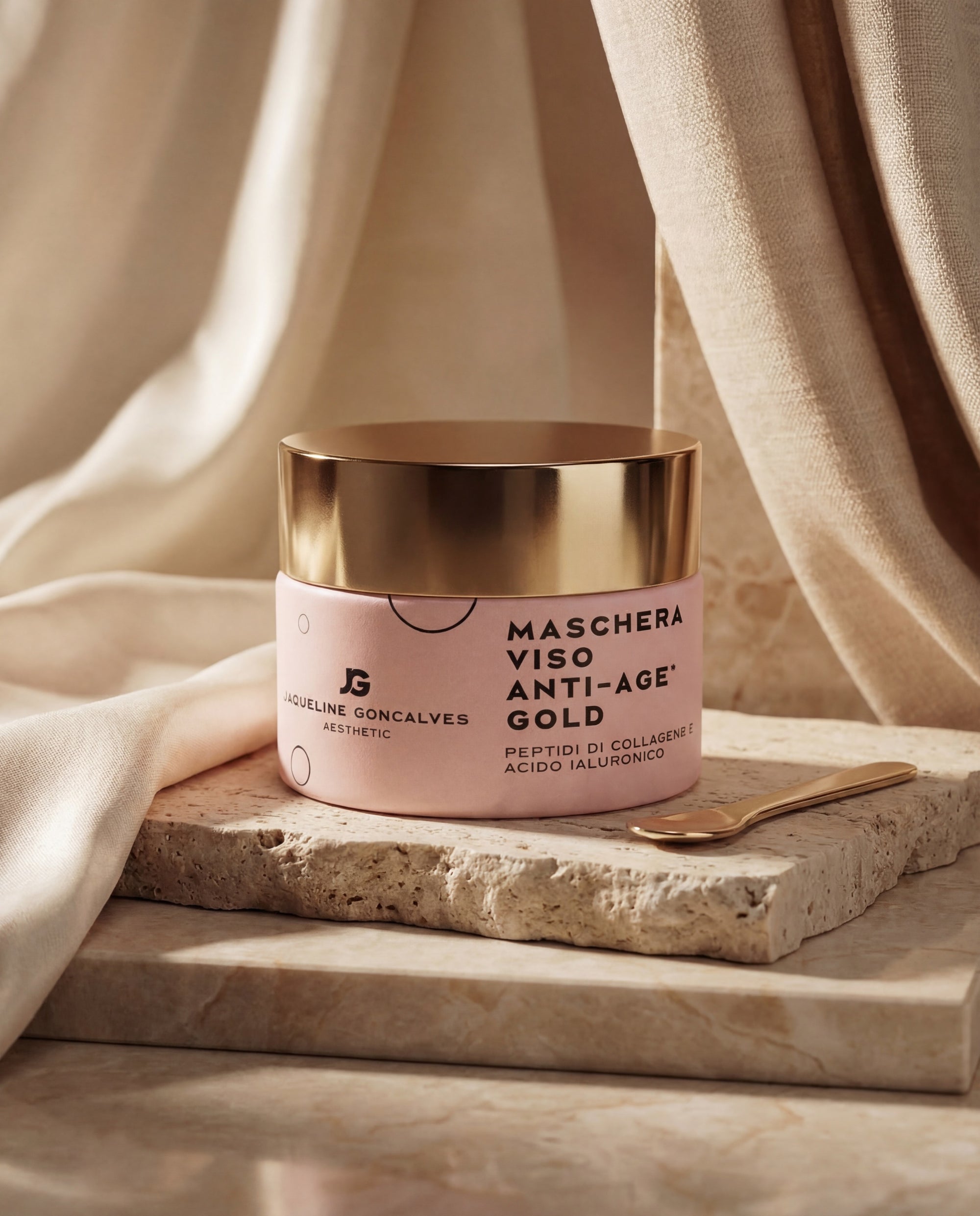 Maschera Viso Anti-Age Gold – Collagene Vegetale e Acido Ialuronico | 50 ml