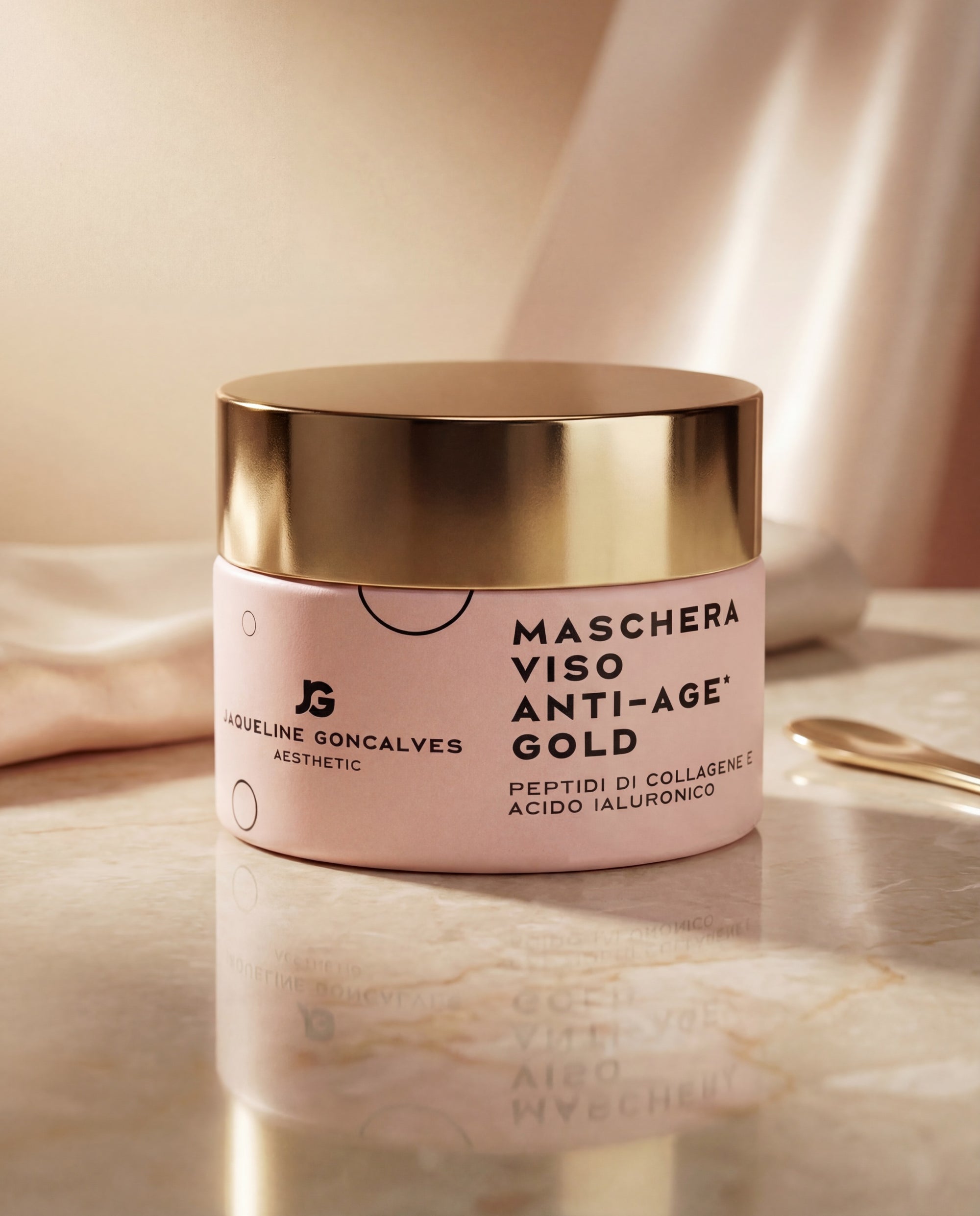 Maschera Viso Anti-Age Gold – Collagene Vegetale e Acido Ialuronico | 50 ml